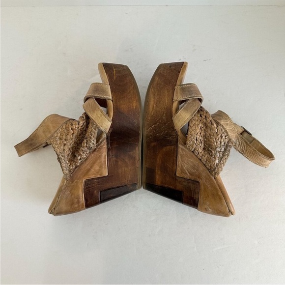 Bed Stu Tan Braided Leather Wedge Sandals - Picture 7 of 10